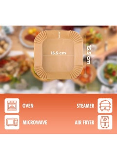 MMG 100 Pcs Air Fryer Disposable Paper Liner, Air Fryer Liners Square, Baking Paper for Air Fryer Water-proof, Parchment Paper for Baking Roasting Microwave, 16 CM (6.3 inch)  - Image 4