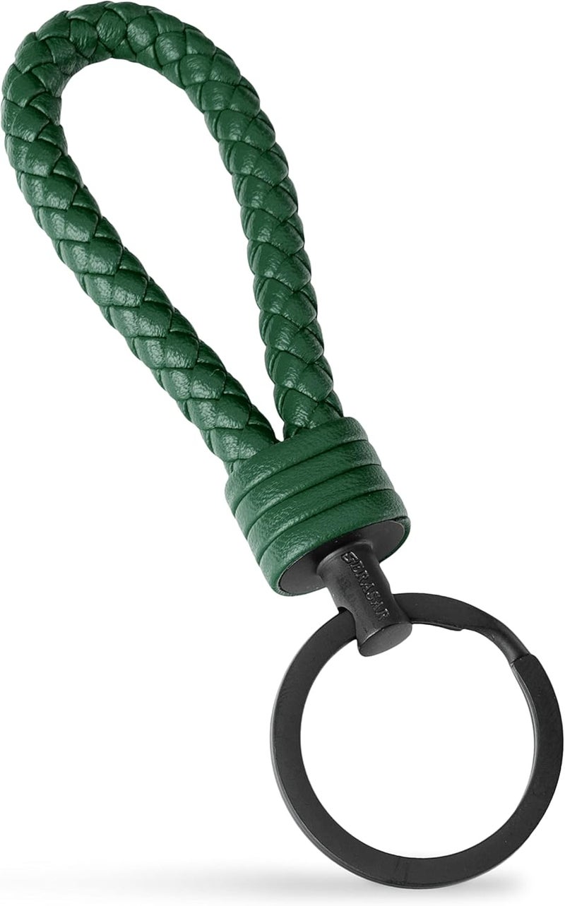 SERASAR Leather Cord With Stainless Steel Key Chain - Additional Rings For Small Keys - Ideal For Car, Motorcycle, Bicycle And House - Keychain With Gift Box - Image 2