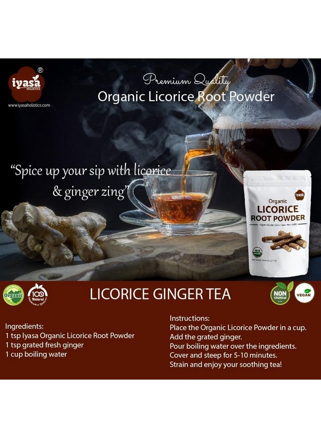 Iyasa Holistics مسحوق جذر عرق السوس العضوي من إياسا هوليستكس، موليثي، غليكيريزا غلابرا، 4 أونصات، 113 جرام، طارد طبيعي للبلغم، وكيل نكهة الحلوى، غذاء خارق - Image 4