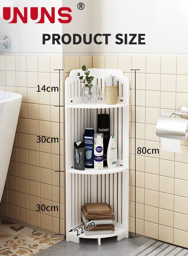 3 Tier Corner Shelf Rack,Toilet Paper Stand For Bathroom Organizer,Toilet Vanity Cabinet,Narrow Bath Sink Organizer,Towel Storage Shelf for Paper Holder,White