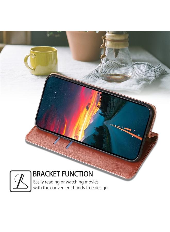 اس-توب جراب لهاتف Motorola Moto G84 5G، جراب هاتف جلدي مغناطيسي بلون سادة لامع وزيتي - Image 4