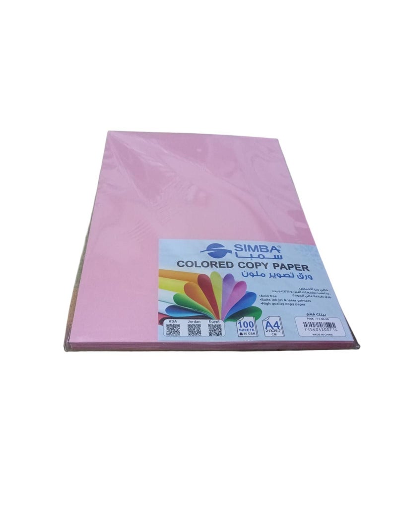 Simba photocopy paper ream 100 sheets 80 gsm A4 pink Model FT-80-06