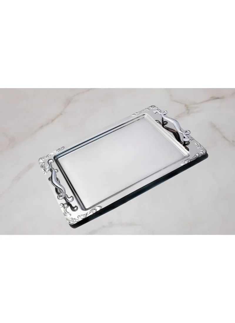 Nehir Lalezar Plain 2-Piece Steel Tray Set