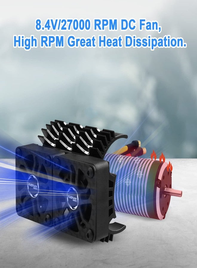 ARRAROWN Hobby Twin RC Car Motor Cooling Fans - Metal Cover Heatsink Fit for 1/8 1/7 RC Car 40mm 42mm Brushless Motors - Image 2
