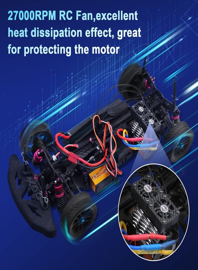 ARRAROWN Hobby Twin RC Car Motor Cooling Fans - Metal Cover Heatsink Fit for 1/8 1/7 RC Car 40mm 42mm Brushless Motors - Image 4