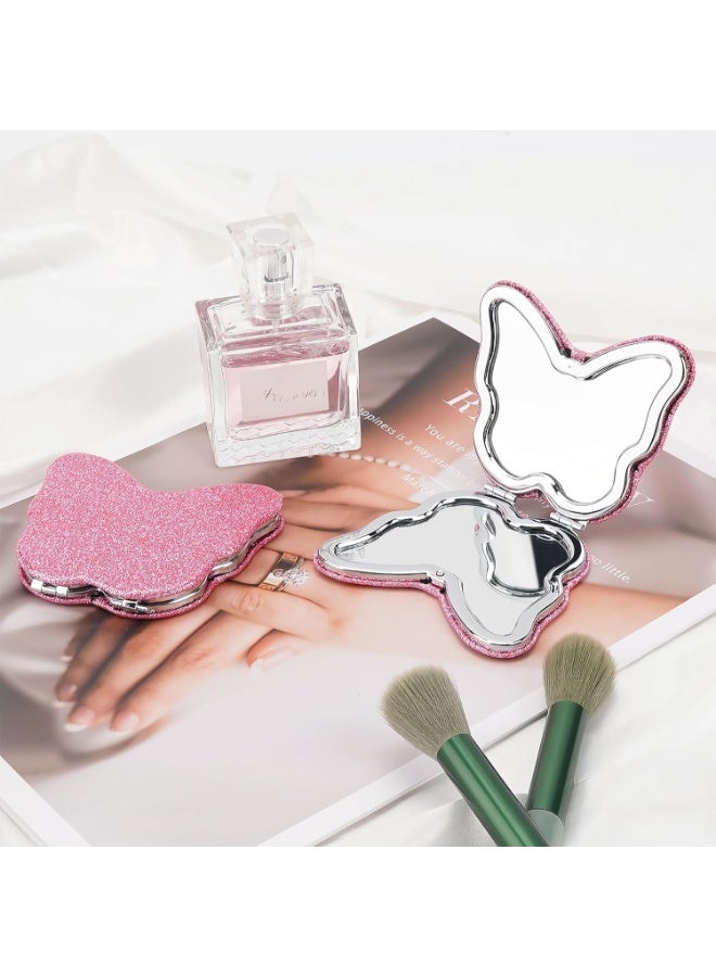 مرآة مدمجة مزدوجة الجانبين بتكبير، مرآة جيب صغيرة قابلة للطي، مرآة مكياج محمولة لليد أو الحقيبة أو السفر، مرآة تجميل مكتبية دوارة مثالية كهدية - Image 4