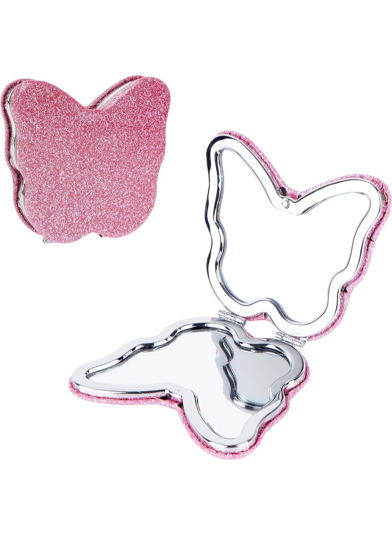 مرآة مدمجة مزدوجة الجانبين بتكبير، مرآة جيب صغيرة قابلة للطي، مرآة مكياج محمولة لليد أو الحقيبة أو السفر، مرآة تجميل مكتبية دوارة مثالية كهدية - Image 1