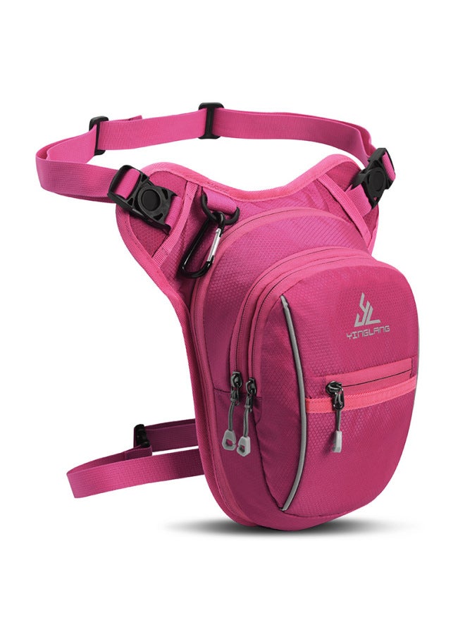 Generic Outdoor Sports Leg Bag Multifunctional Water-repellent Chest Bag Crossbody Bag Motorcycle Riding Mobile Phone Waist Bag Special Donation-Color:Rose Red - Image 1