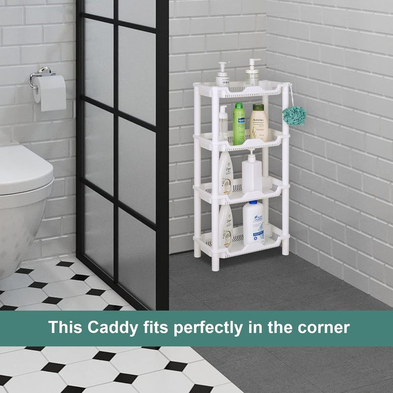 Ndola 4 Tier Shower Caddy Organizer Shelf Rustproof Height Adjustable Drain Design Easy Assembly 158 x 81 x 315 Inches White - Image 3