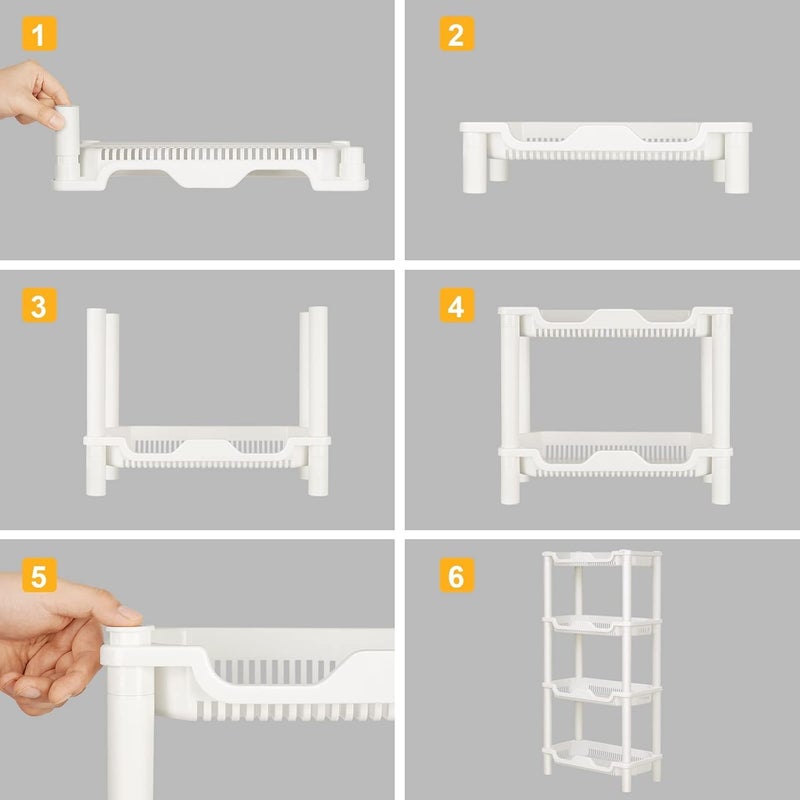 Ndola 4 Tier Shower Caddy Organizer Shelf Rustproof Height Adjustable Drain Design Easy Assembly 158 x 81 x 315 Inches White - Image 4