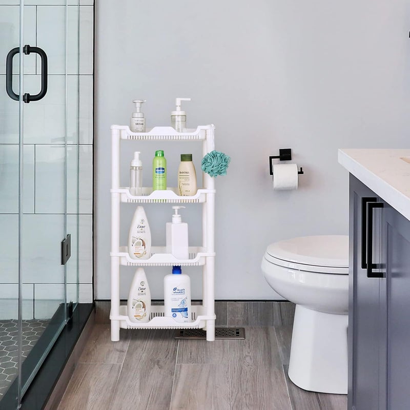 Ndola 4 Tier Shower Caddy Organizer Shelf Rustproof Height Adjustable Drain Design Easy Assembly 158 x 81 x 315 Inches White - Image 1