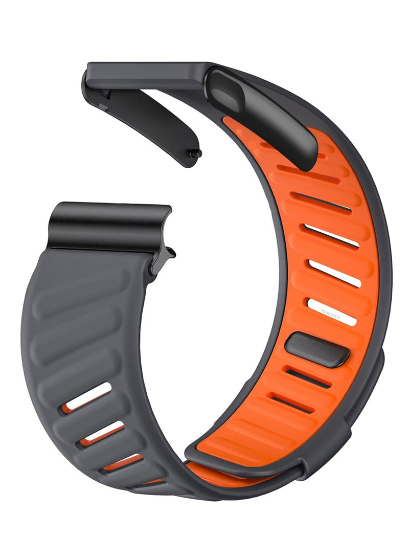 CATANES Silicone Sports Replacement Strap for Whoop 5.0 / Whoop 5.0 Life (MG Model) - MG - Adjustable and Waterproof Wristband - Dark Grey and Orange - Image 5