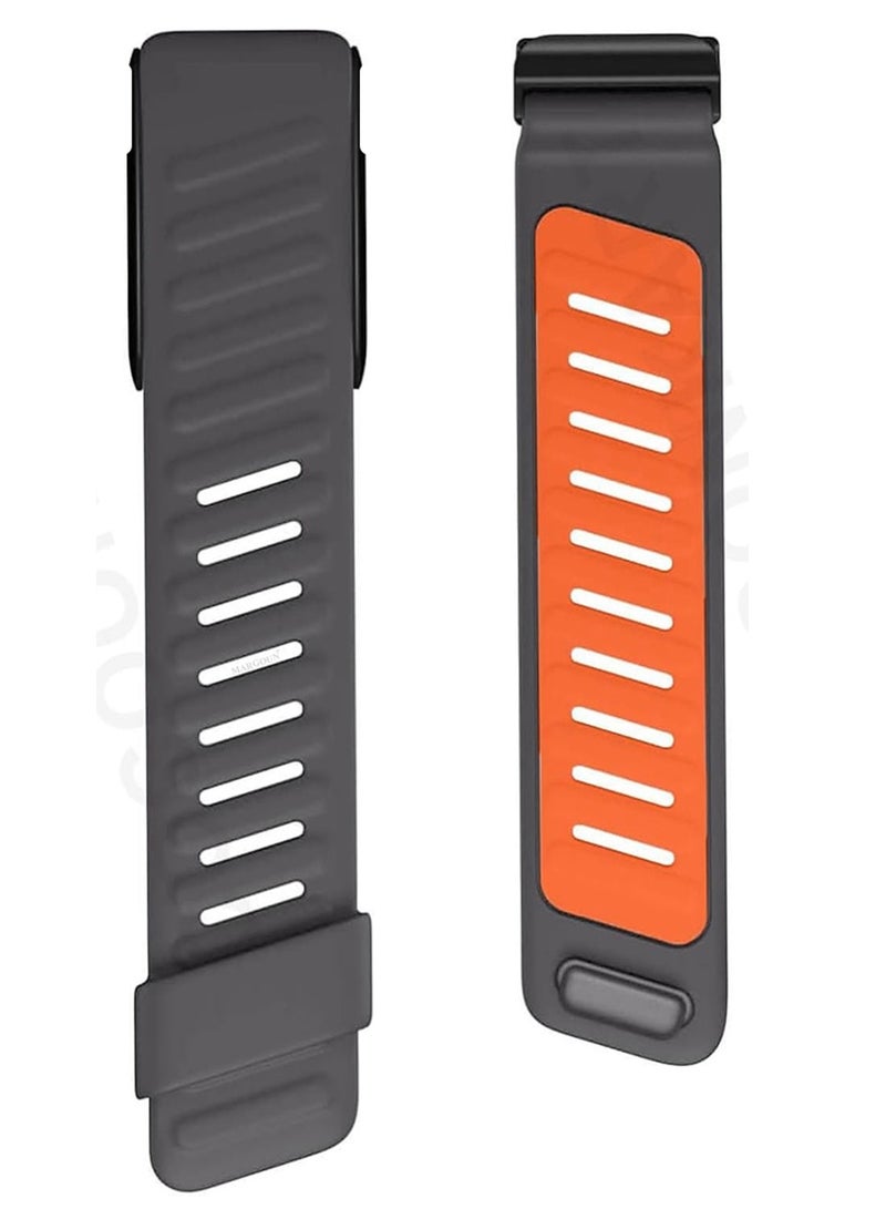 CATANES Silicone Sports Replacement Strap for Whoop 5.0 / Whoop 5.0 Life (MG Model) - MG - Adjustable and Waterproof Wristband - Dark Grey and Orange - Image 1