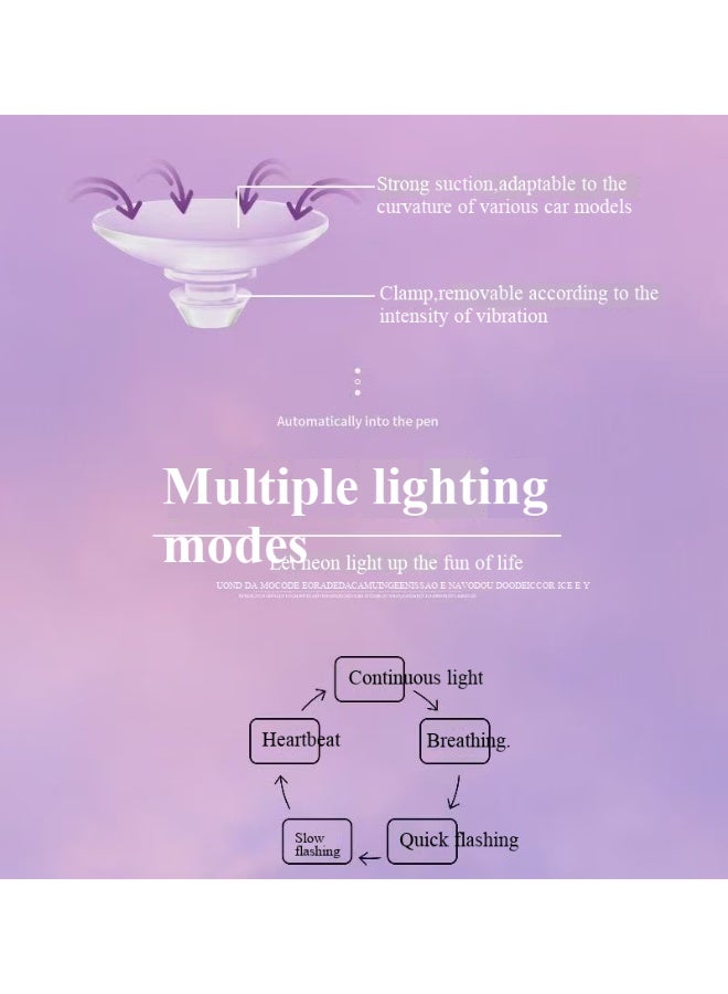 إضاءة السيارة المحيطة - إضاءة LED قلبية للسيارة، إضاءة رومانسية نيون لتجهيز المركبات، يوم العشاق، الدراجة، الباب، الشاحنة - Image 4