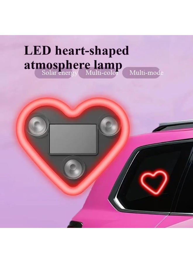 إضاءة السيارة المحيطة - إضاءة LED قلبية للسيارة، إضاءة رومانسية نيون لتجهيز المركبات، يوم العشاق، الدراجة، الباب، الشاحنة - Image 1