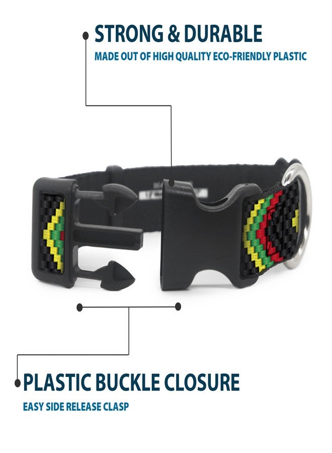 Buckle Down Buckle-Down Plastic Clip Collar - Chevron Weave Black/Rasta - 1" Wide - Fits 15-26" Neck - Large - Image 4