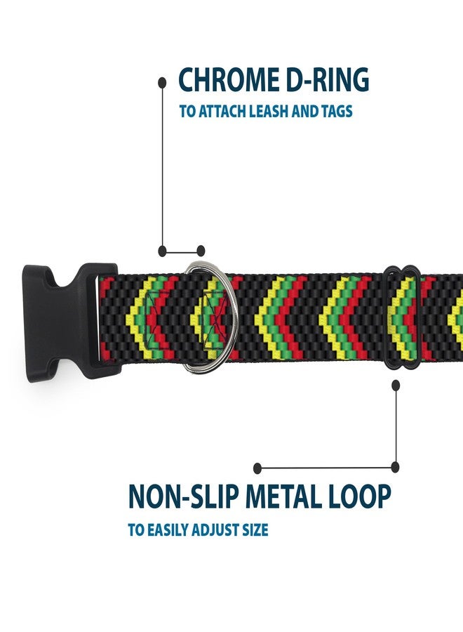 Buckle Down Buckle-Down Plastic Clip Collar - Chevron Weave Black/Rasta - 1" Wide - Fits 15-26" Neck - Large - Image 5