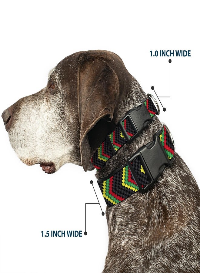 Buckle Down Buckle-Down Plastic Clip Collar - Chevron Weave Black/Rasta - 1" Wide - Fits 15-26" Neck - Large - Image 2