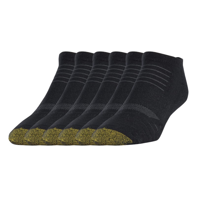 GOLDTOE Mens Tech No Show Socks 6Pairs Black Large