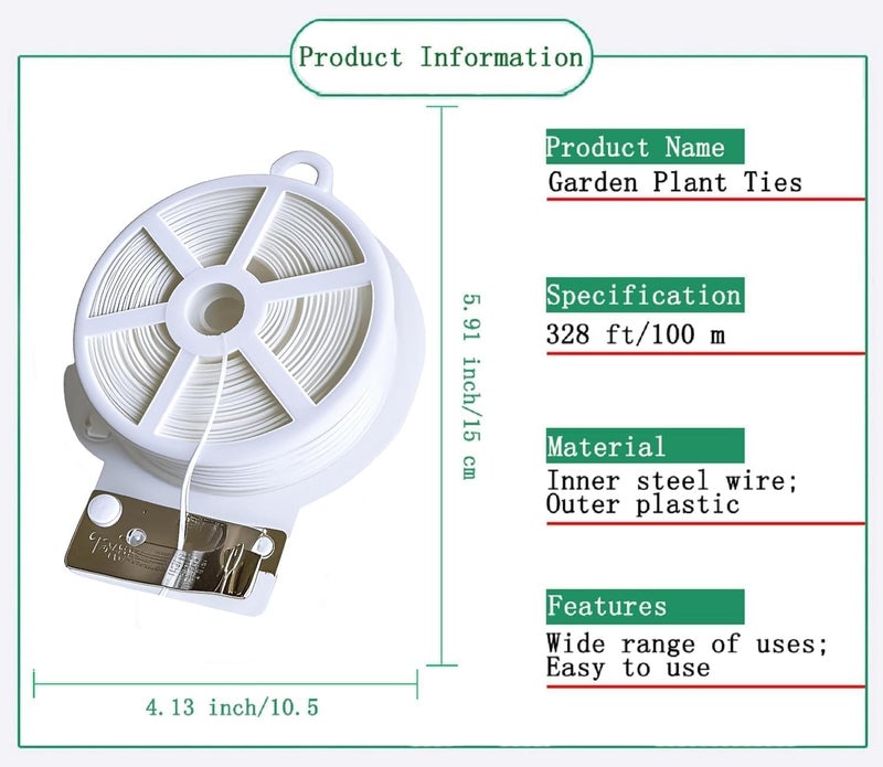 MAKINGTEC Twist Tie with Cutter - 328 Feet (100m) Reusable Garden Plant Ties for Cable Organization and Gardening - Image 5