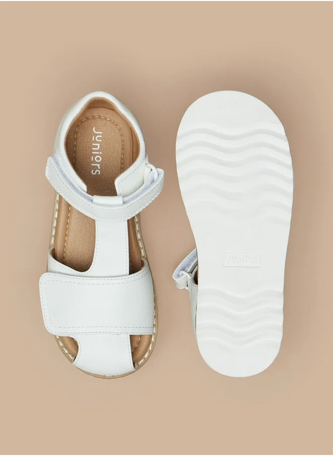 جونيورز Boys Solid Sandals With Hook And Loop Closure