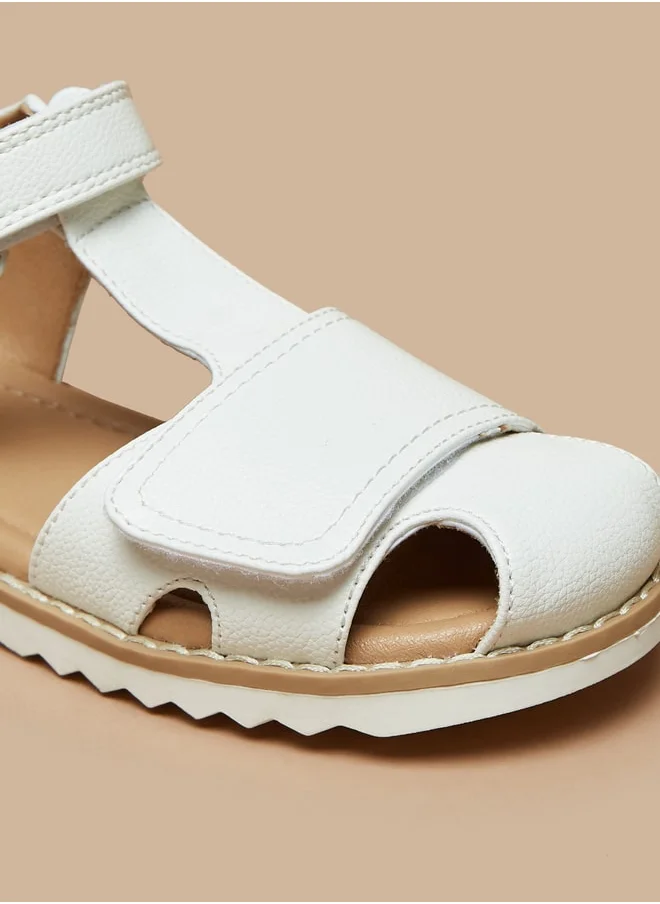 جونيورز Boys Solid Sandals With Hook And Loop Closure
