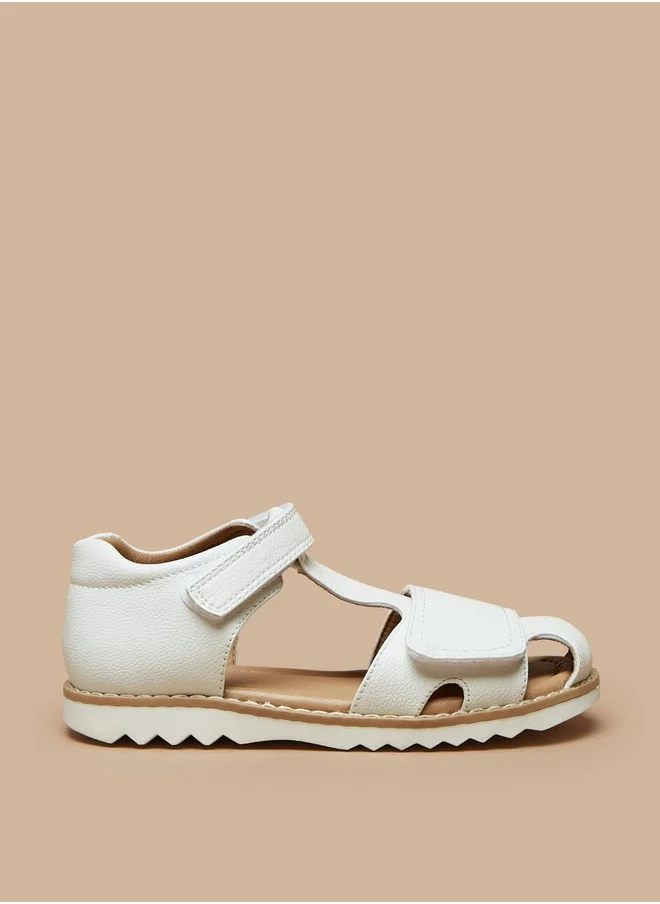 جونيورز Boys Solid Sandals With Hook And Loop Closure