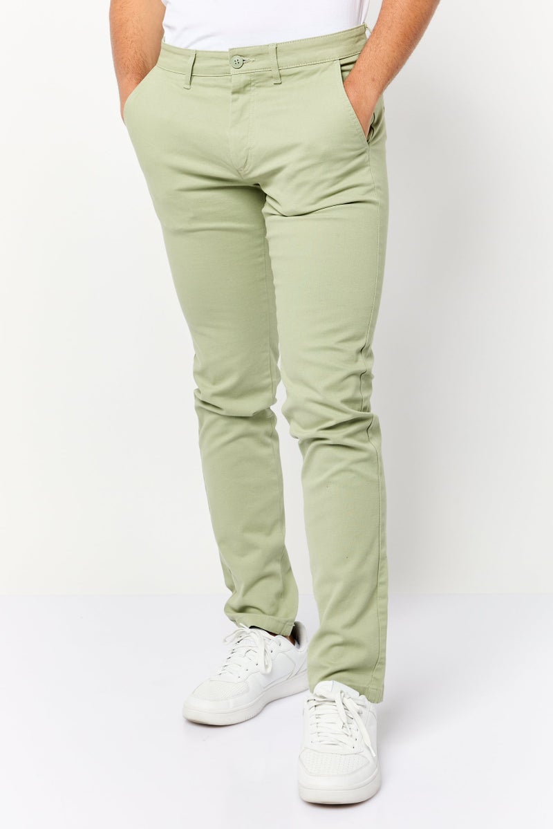 Celio Men Slim Fit Solid Chino Pants, Light Green - Image 1