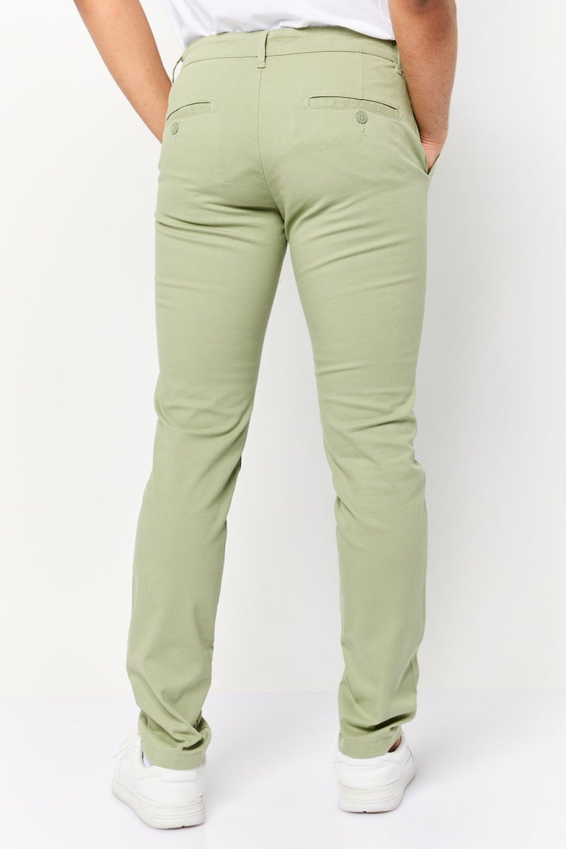 Celio Men Slim Fit Solid Chino Pants, Light Green - Image 4