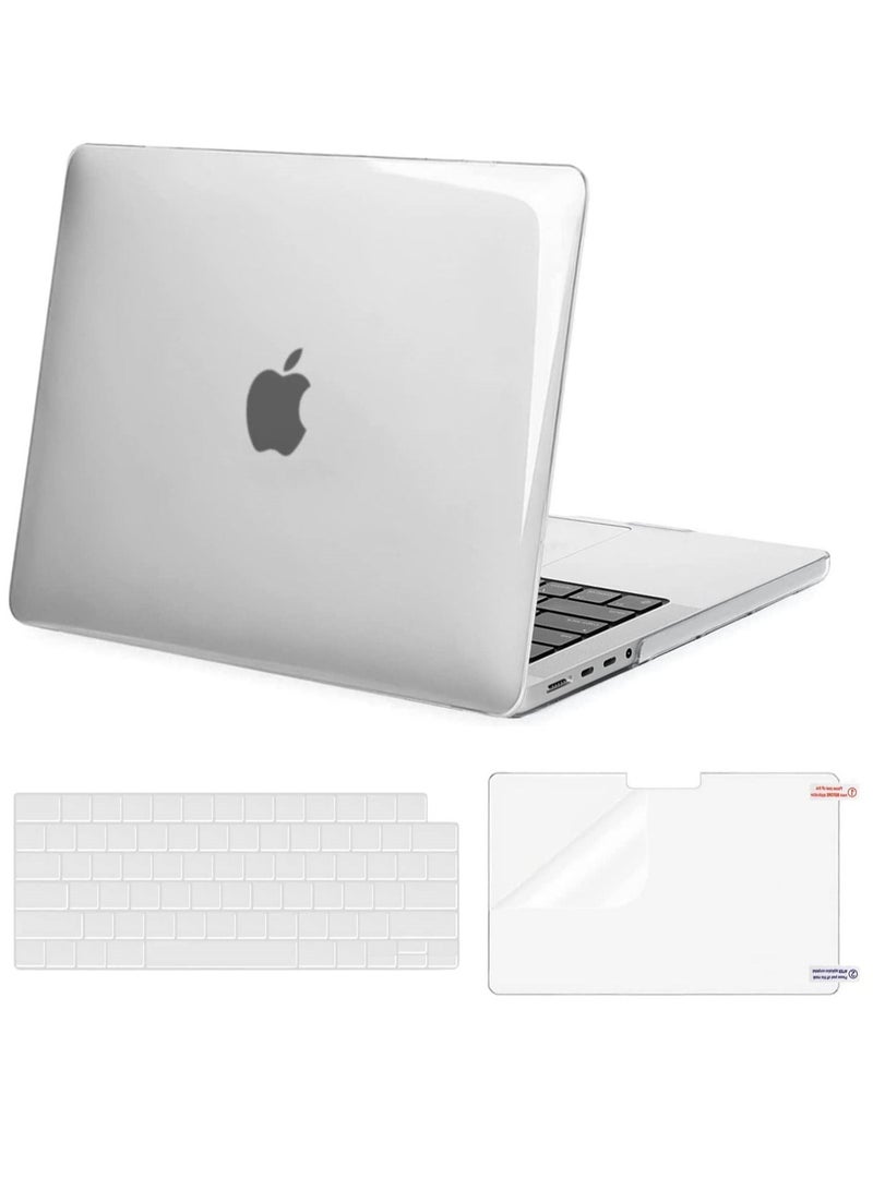 MacBook Pro 14 inch Case 2021 2022 Release A2442 M1 Pro Max with Liquid Retina XDR Display Touch ID Plastic Hard Shell & Keyboard Skin & Screen Protector White Clear  - Image 2