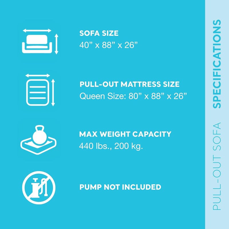 INTEX Inflatable Pull-Out Sofa: Velvety Surface, 2-in-1 Valve, Cupholder, 46" x 88" x 26" - Blow-Up Couch and Folding Queen Size Air Mattress Bed - Image 2