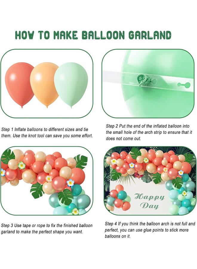 Bluejw Ouddy Party Tropical Balloon Garland Arch Kit, 12"10"5" Rose Gold Blush Blue Balloons Artificial Palm Leaves Plumeria for Magic Theme Birthday Party Supplies Baby Shower Hawaii Luau Party Decorations - Image 3