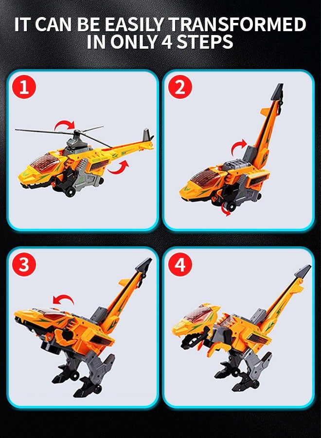 GROIC Transform Dinosaur Airplane Toy Army Helicopter Transformable Model Tyrannosaurus and Apache Helicopter with Lights and Sounds Gift for Kids Aged 3+ - Image 4