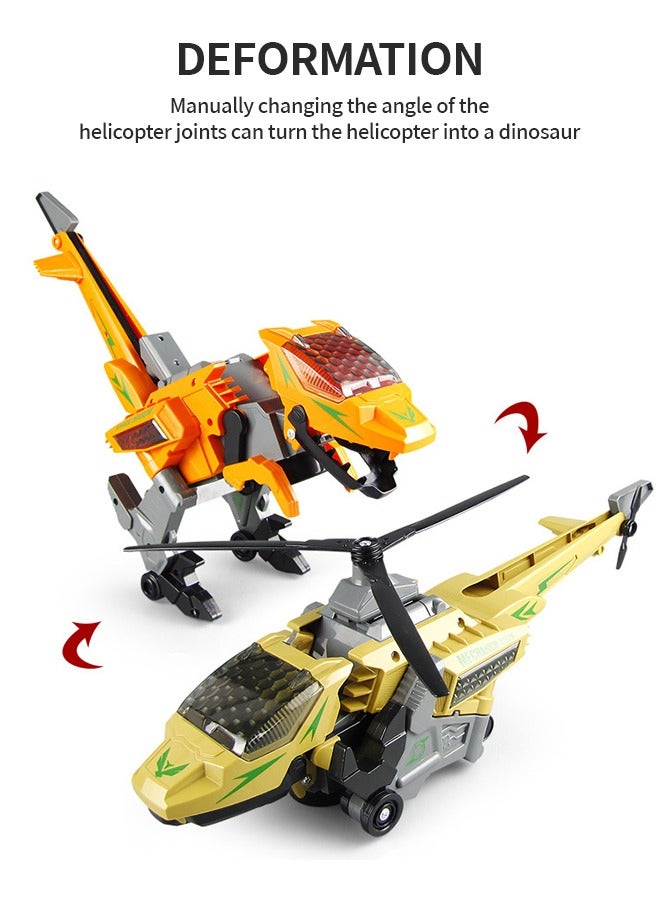 GROIC Transform Dinosaur Airplane Toy Army Helicopter Transformable Model Tyrannosaurus and Apache Helicopter with Lights and Sounds Gift for Kids Aged 3+ - Image 3