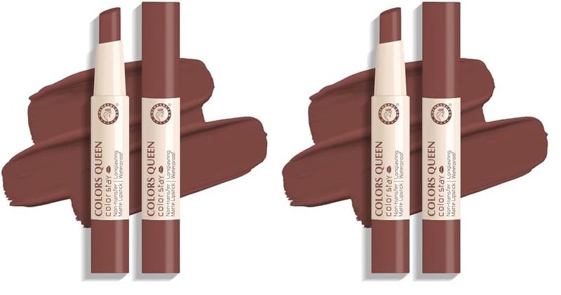 COLORS QUEEN Colors Queen Color Stay Matte Lipstick Highly Pigmented Ultra Matte Long Lasting Lipstick One Stroke Application Hydrating Weightless Formula Non Transfer Lipstick for Women Coffee 21g
