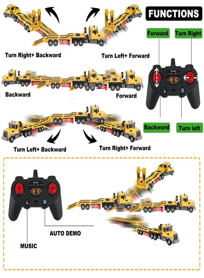 CALEST Remote Control Semi Truck with Trailer -24 Inch RC Semi-Trailer Engineering Tractor with Road Roller Toys,1:24 Truck with LED Lights & Music, Great Gift for Boys Girls - Image 5