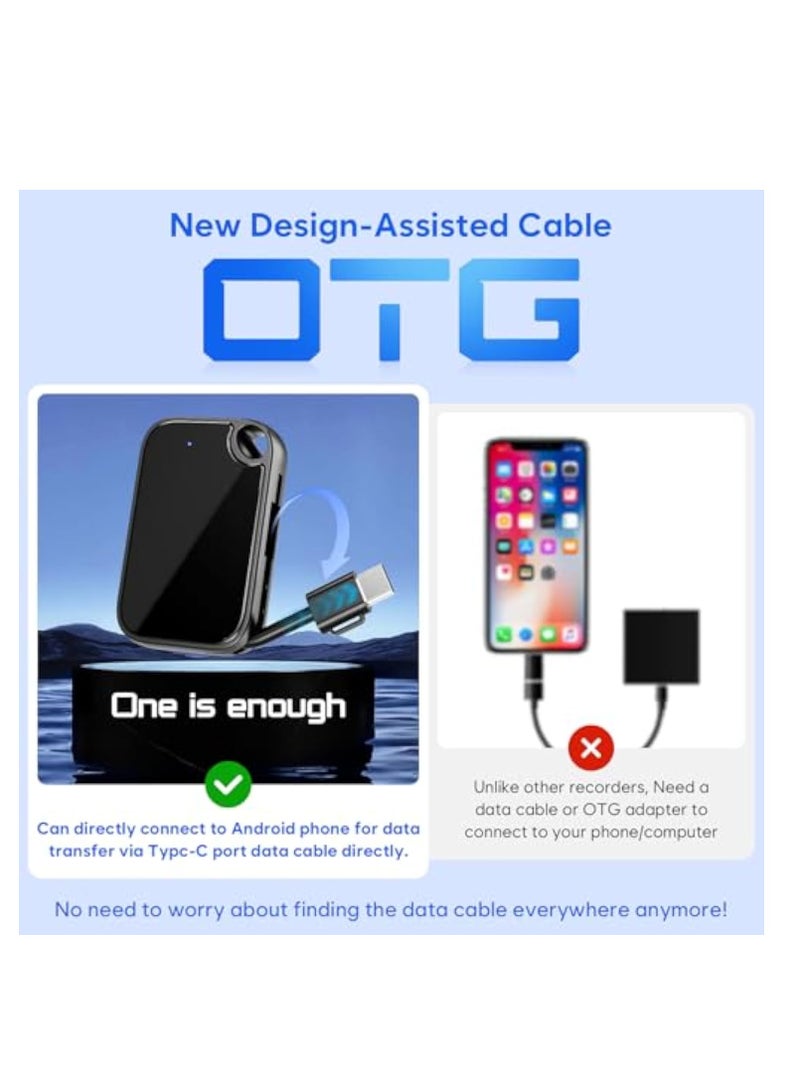 Zikra مسجل صوت رقمي، 64 جيجابايت مع تشغيل، 3072 كيلوبت في الثانية HD مسجل صوت مزدوج الميكروفون مع تفعيل الصوت، مع تقليل الضوضاء، للمحاضرات، الاجتماعات، المكالمات، جهاز تسجيل صوتي لمدة 2048 ساعة - Image 3