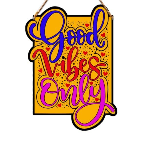 PNF Poster And Frames Good Vibes only Quote Wall art & Door Hanging Frame For Kitchen, Dining, restaurants Decor | Walland home Decor for Living Room | Room Decor Wall Decor Items For Bedroom | (Wooden, 11x9 Inch,brown)-22-5 - Image 1