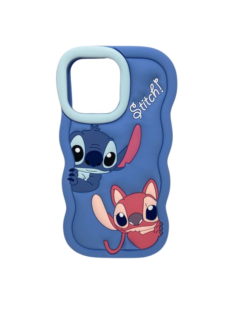 Stylish 3D Cartoon Case Compatible for iPhone 16 Pro Max, All-Round Protection, Anti-Slip, Scratch-Resistant, and Fun Aesthetic Cover (Stitch Blue) - Image 1