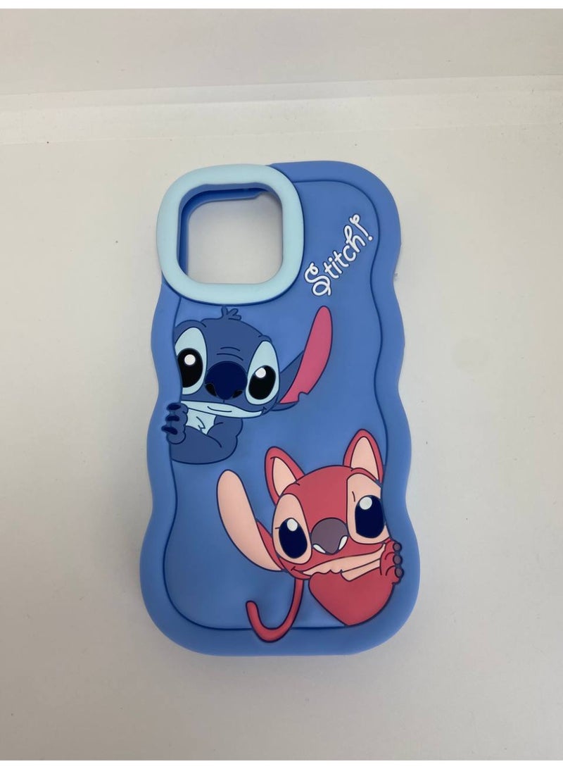 Stylish 3D Cartoon Case Compatible for iPhone 16 Pro Max, All-Round Protection, Anti-Slip, Scratch-Resistant, and Fun Aesthetic Cover (Stitch Blue) - Image 3