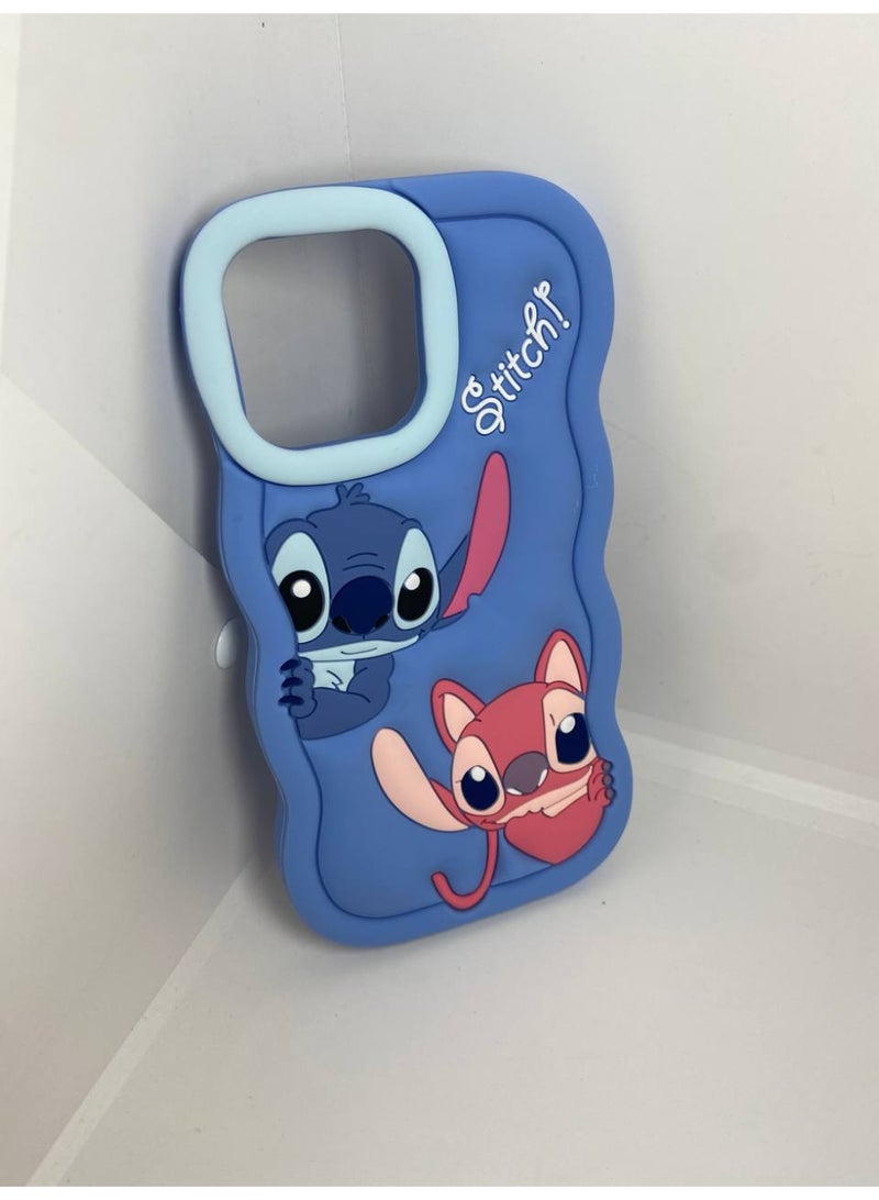 Stylish 3D Cartoon Case Compatible for iPhone 16 Pro Max, All-Round Protection, Anti-Slip, Scratch-Resistant, and Fun Aesthetic Cover (Stitch Blue) - Image 2