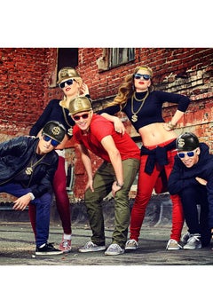 Excefore 6 Pcs Hip Hop Costume Accessories Baseball Cap Dollar Hat Gold Chain Sign Pendant Necklaces Rings  - Image 2