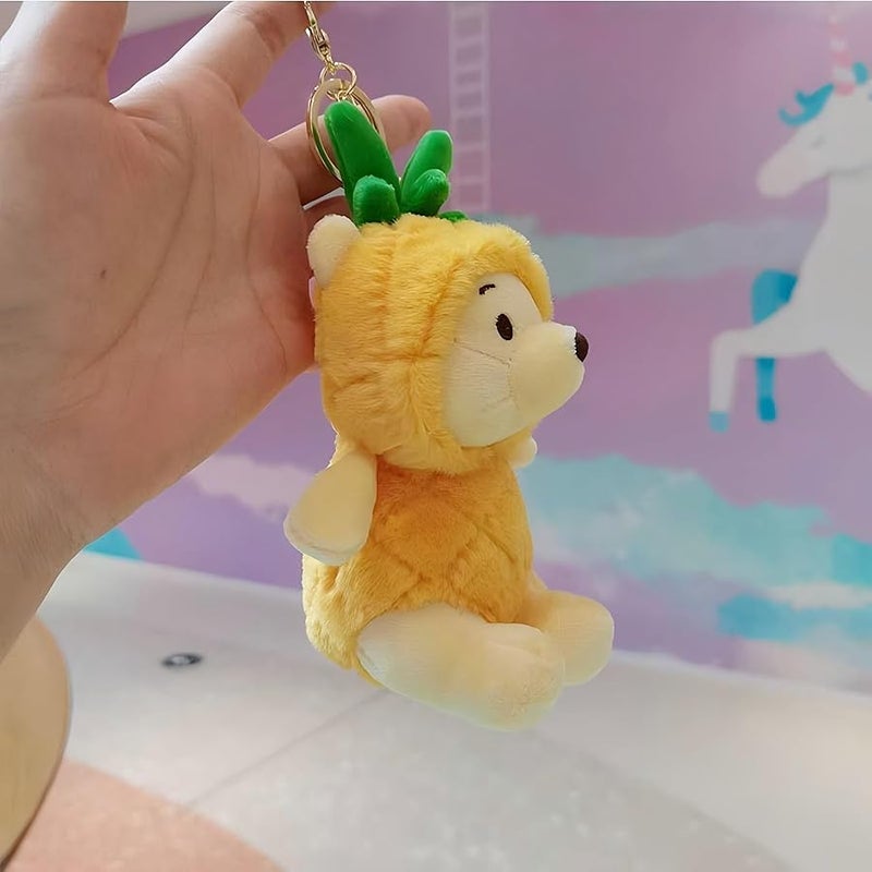 Bandfol Cartoon Bag Charms Cute Plush Keychain for Women Girls, 5 Soft Backpack Key Chain Cute Animals Bag Keychain (Yellow Bear) - Image 3
