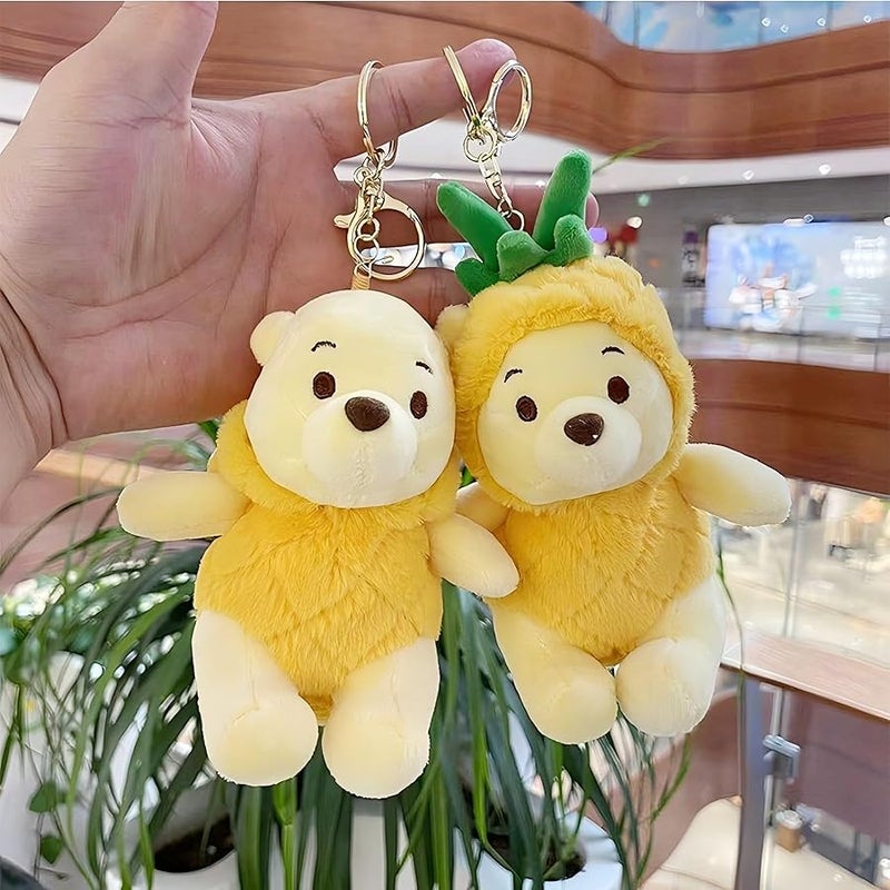 Bandfol Cartoon Bag Charms Cute Plush Keychain for Women Girls, 5 Soft Backpack Key Chain Cute Animals Bag Keychain (Yellow Bear) - Image 2