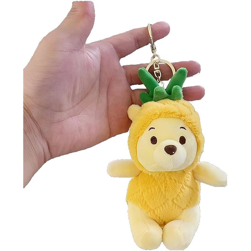 Bandfol Cartoon Bag Charms Cute Plush Keychain for Women Girls, 5 Soft Backpack Key Chain Cute Animals Bag Keychain (Yellow Bear) - Image 1