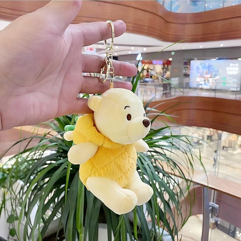 Bandfol Cartoon Bag Charms Cute Plush Keychain for Women Girls, 5 Soft Backpack Key Chain Cute Animals Bag Keychain (Yellow Bear) - Image 5