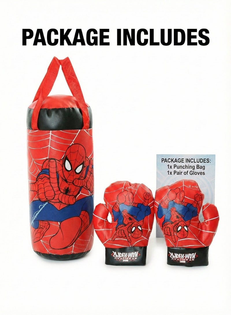 REZZOSS Punching Bag Spiderman Kids Boxing Set – Hanging Punching Bag with Matching Gloves | Superhero Training Sports Toy for Boys 3+ | Heavy Duty Sandbag for Indoor Outdoor Fitness | Stress Relief & Exercise Gift | Fighting Play Kit - Image 3