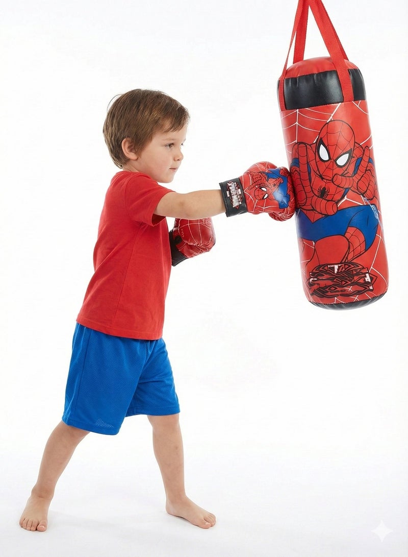 REZZOSS Punching Bag Spiderman Kids Boxing Set – Hanging Punching Bag with Matching Gloves | Superhero Training Sports Toy for Boys 3+ | Heavy Duty Sandbag for Indoor Outdoor Fitness | Stress Relief & Exercise Gift | Fighting Play Kit - Image 2