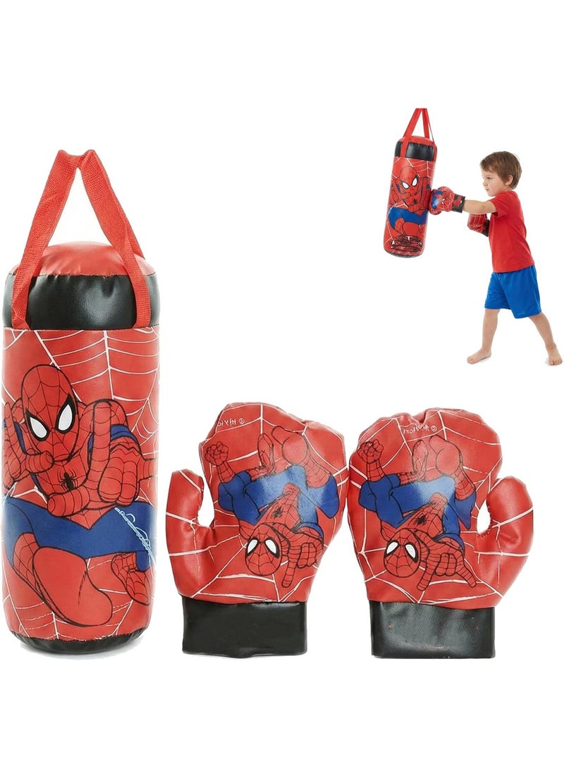 REZZOSS Punching Bag Spiderman Kids Boxing Set – Hanging Punching Bag with Matching Gloves | Superhero Training Sports Toy for Boys 3+ | Heavy Duty Sandbag for Indoor Outdoor Fitness | Stress Relief & Exercise Gift | Fighting Play Kit - Image 1