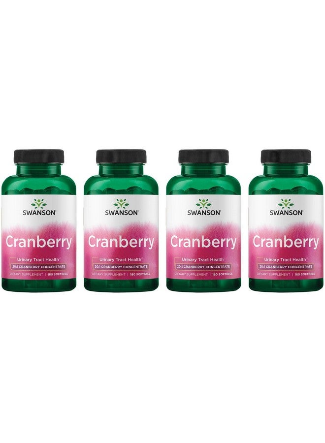 SWANSON سوانسون توت بري - يدعم صحة المسالك البولية، التحكم في المثانة ويعزز وظيفة الكلى الصحية - مكمل مصنوع من مركز عصير التوت البري 20:1 - (180 كبسولة لينة) 4 عبوات